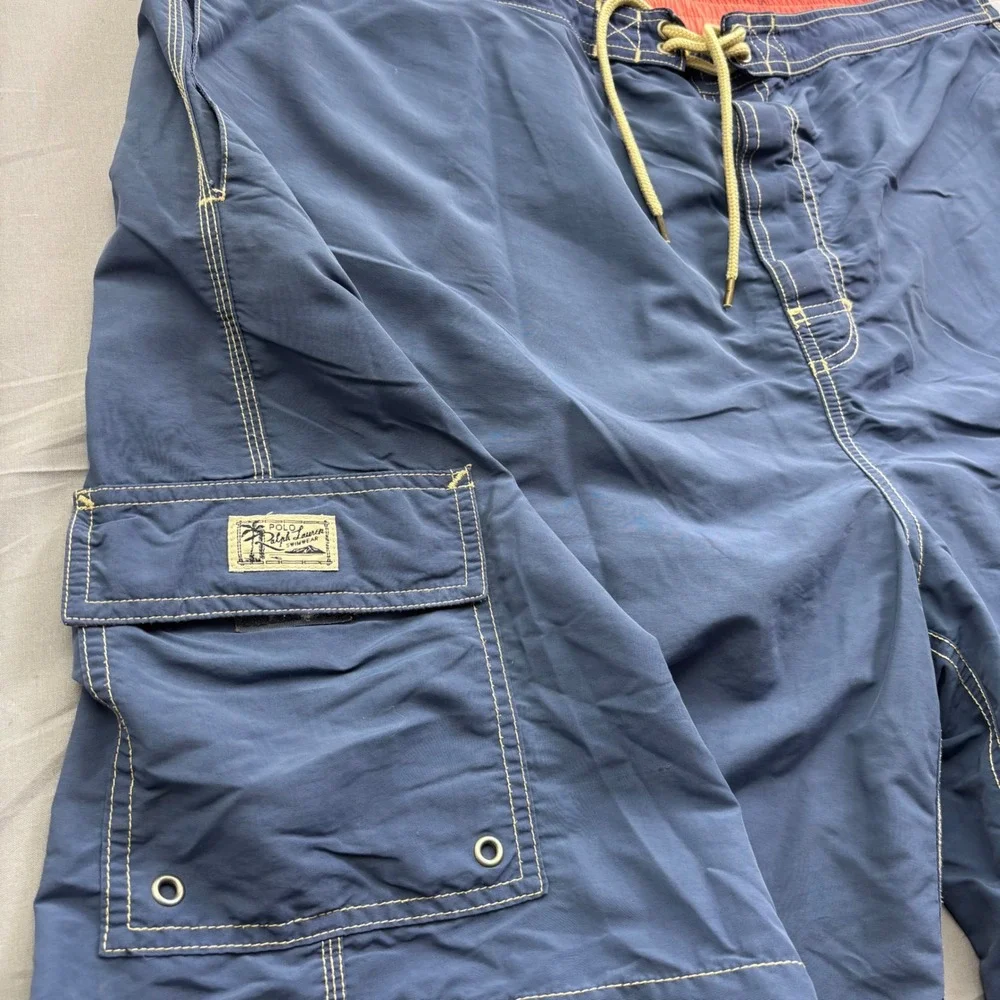 Polo Ralph Lauren Mens Navy Blue‎ Swim Trunks Cargo Board Shorts 4XB Big